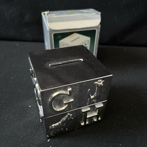 Vintage, Silverplated Alphabet Block Bank for Baby